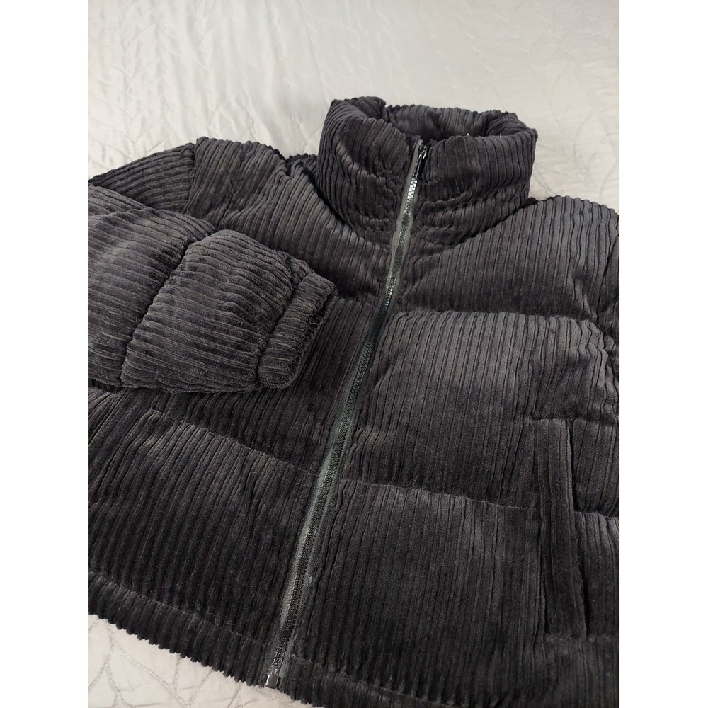 7 For All Mankind Jacket Womens Small Black Corduroy Puffer Bomber Quilted EUC